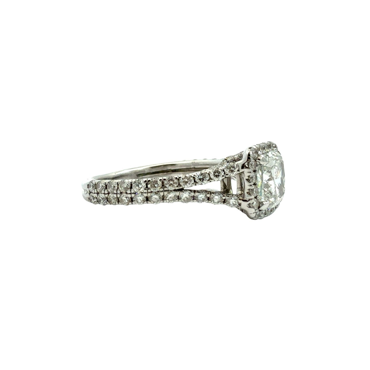 14k White Gold Split Shank 1.83cttw (1.02tcw) Diamond Halo Engagement Ring4