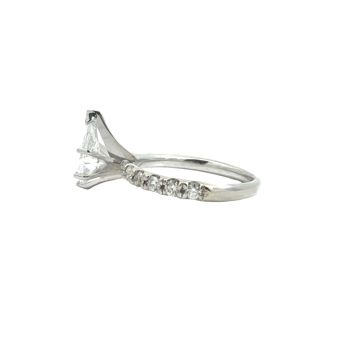 14k White Gold Pear Cut 1.71cttw (1.30tcw) Diamond Pave Band Engagement Ring4