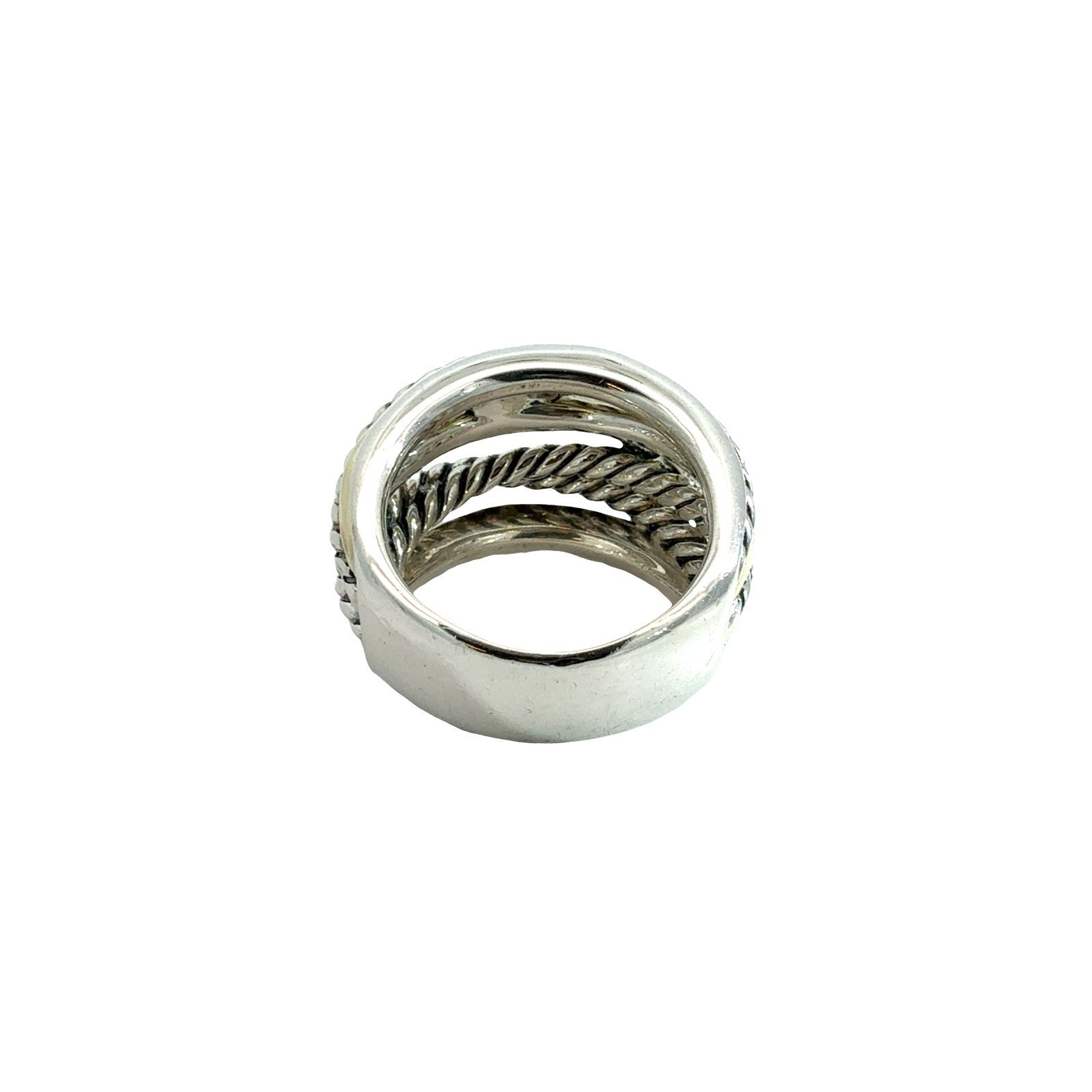 David Yurman Sterling Silver 14k Gold Two-Tone Cable Crossover Band Ring4
