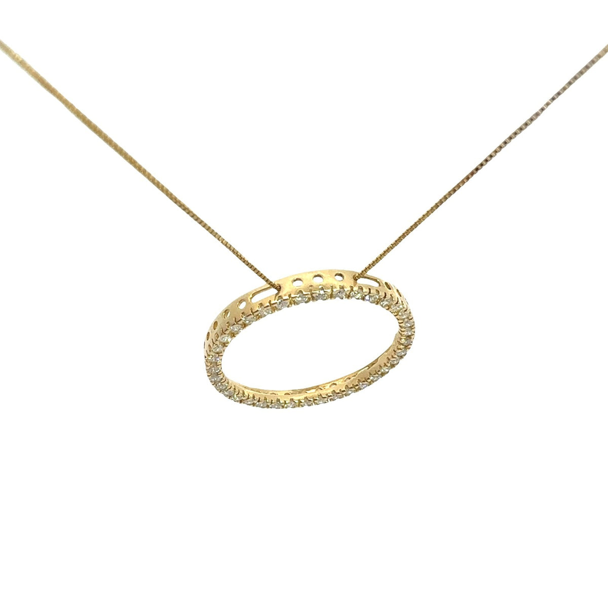14k Yellow Gold 0.50ctw Diamond Circle Pendant Necklace1