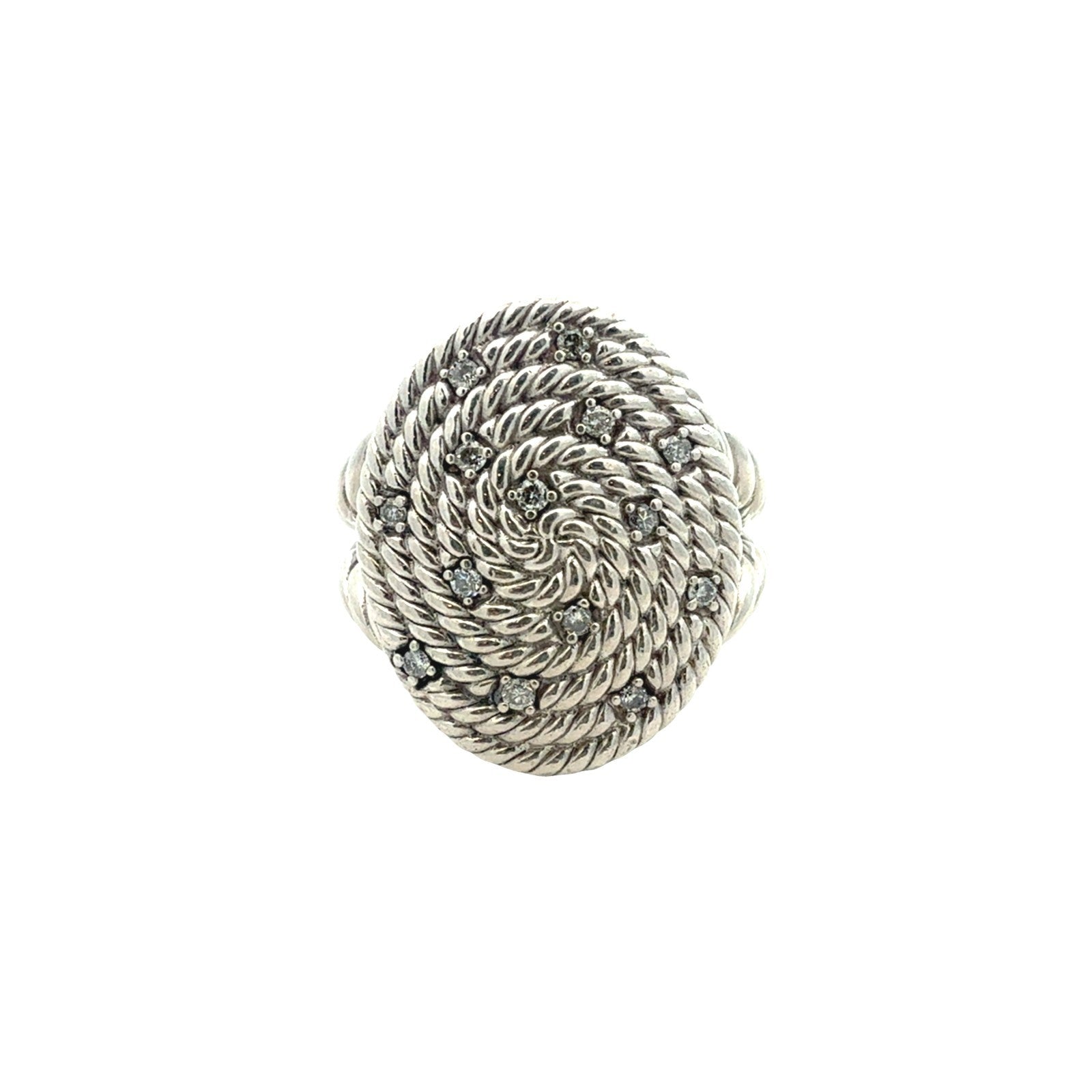 David Yurman Sterling Silver 0.21cttw Diamond Midnight Melange Cable Coil Ring0