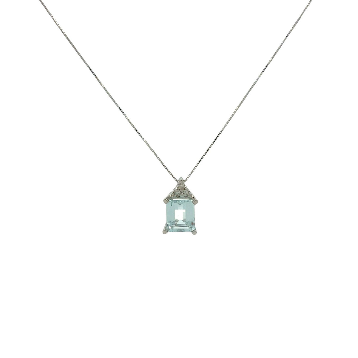 14k White Gold 2.69tcw Aquamarine & 0.11cttw Diamond Pendant Necklace0