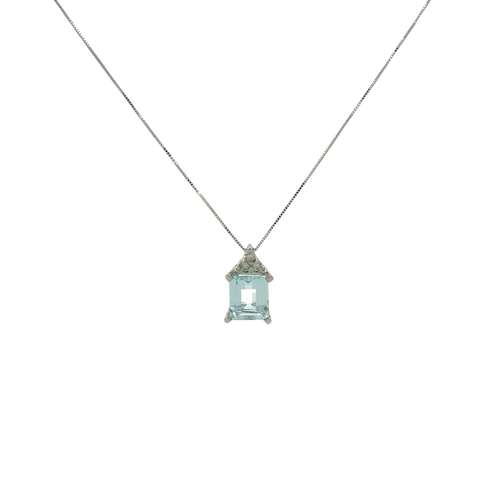 14k White Gold 2.69tcw Aquamarine & 0.11cttw Diamond Pendant Necklace0
