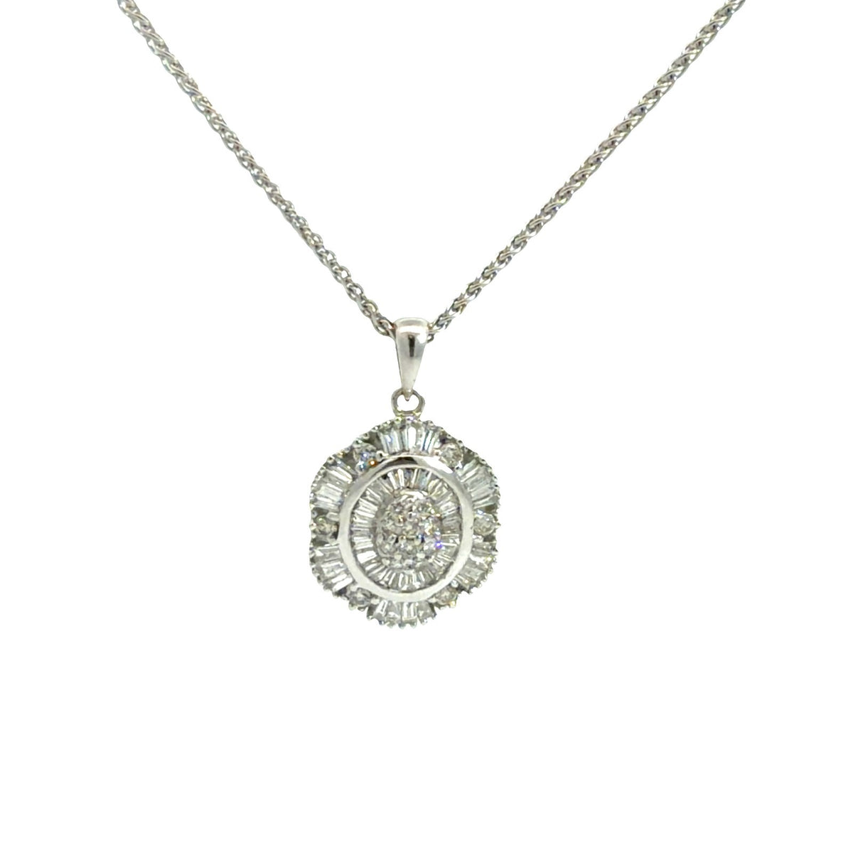 18k White Gold  0.60ctw Diamond Cluster Pendant Necklace6
