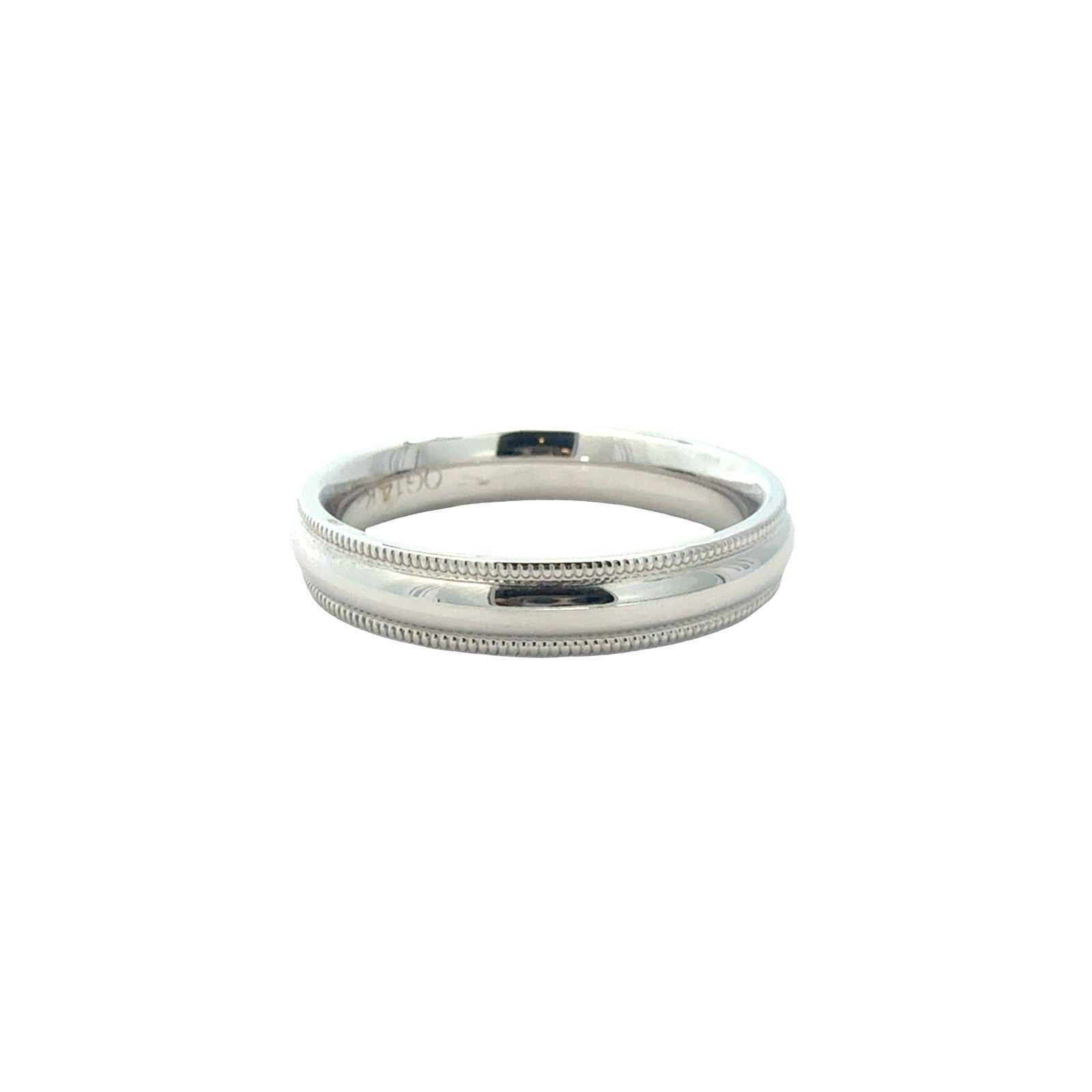 NEW Men's 14k White GoldWedding Band with Milgrain Detailing3