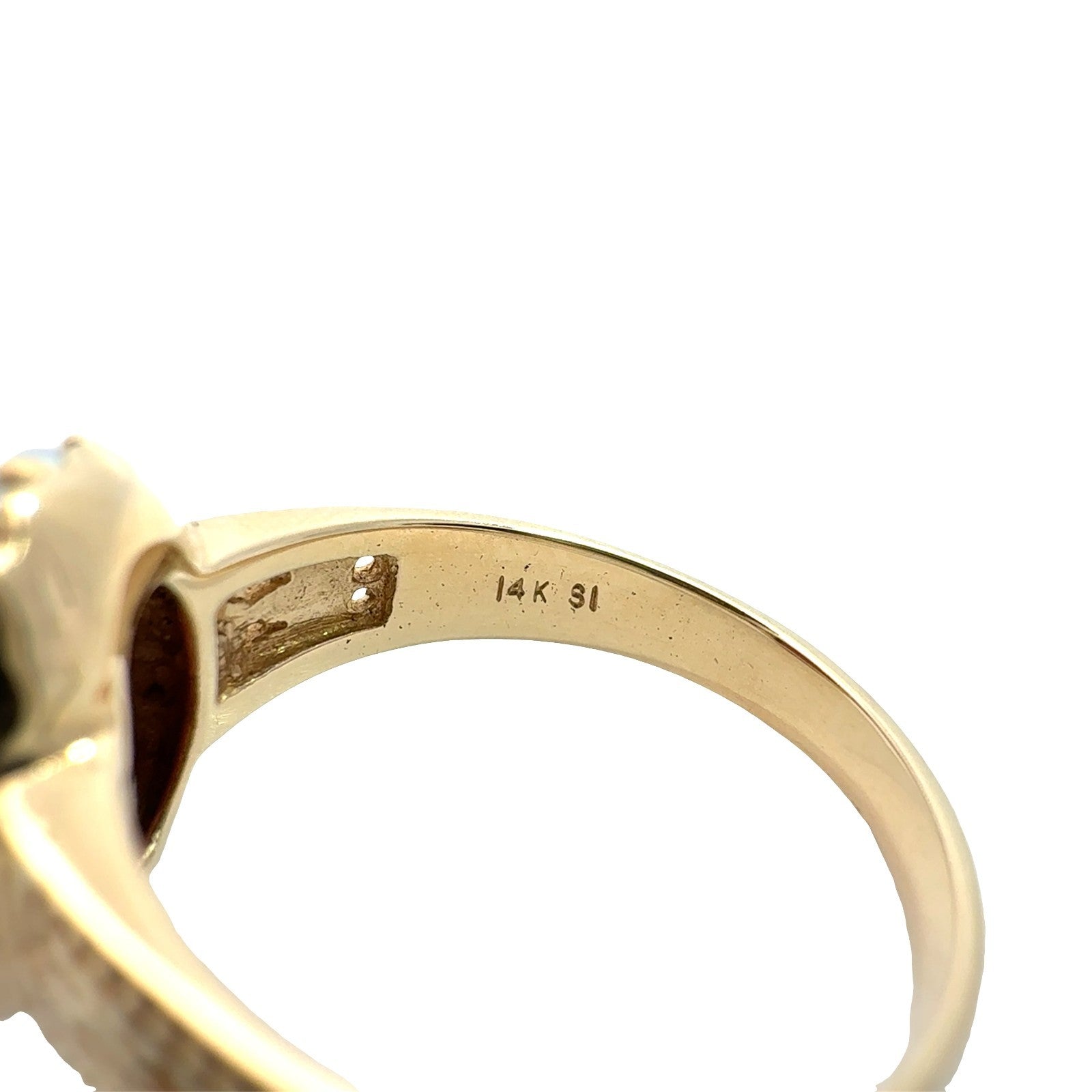 Vintage 14k Yellow Gold 2.30tcw Oval Garnet and Pearl Halo Cocktail Ring6