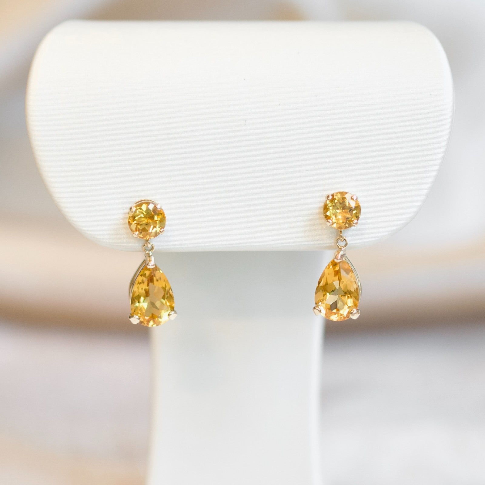 10k Yellow Gold 2.86cttw Citrine Teardrop Earrings0