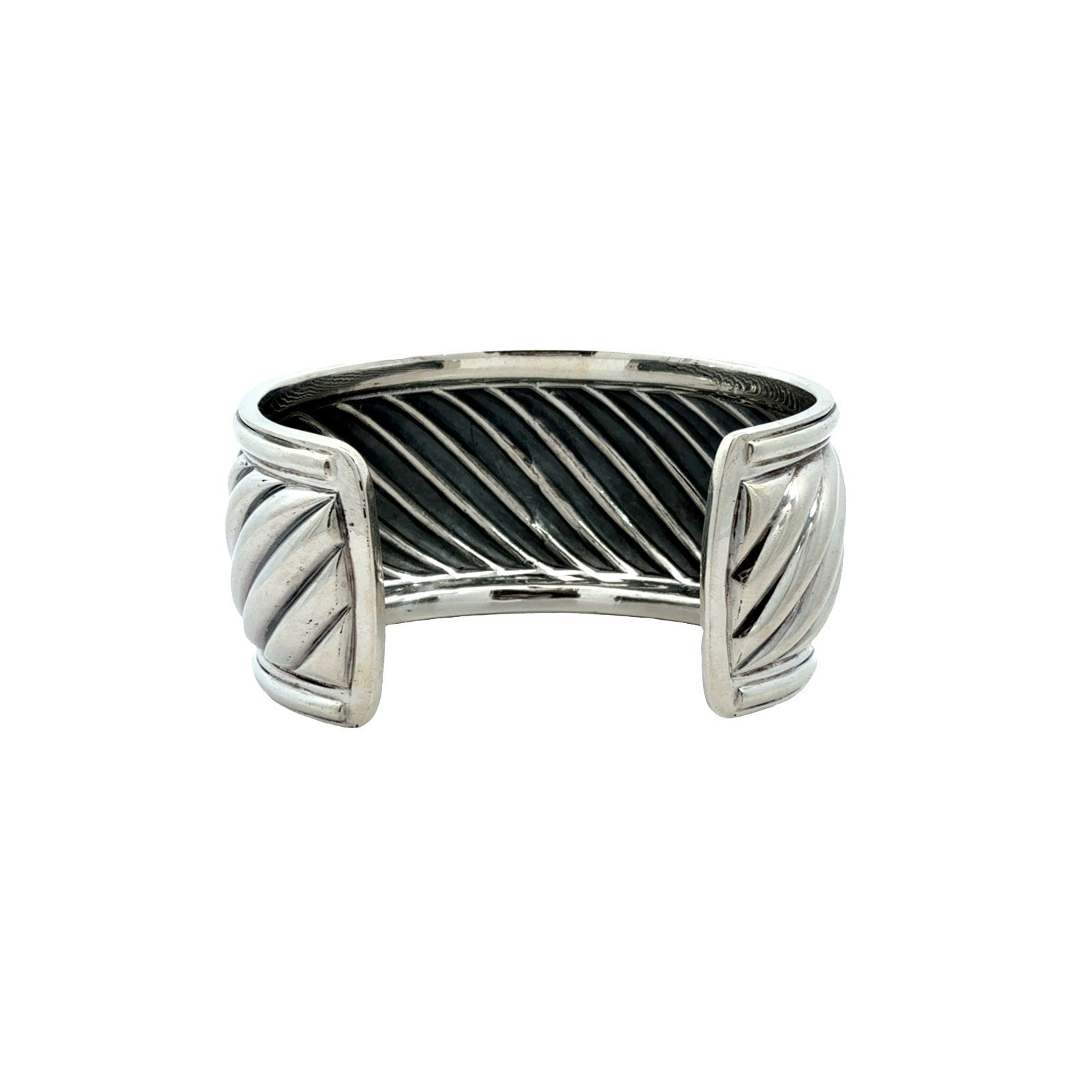 David Yurman Sterling Silver and Diamond Sculpted Cable Cuff Bracelet 3