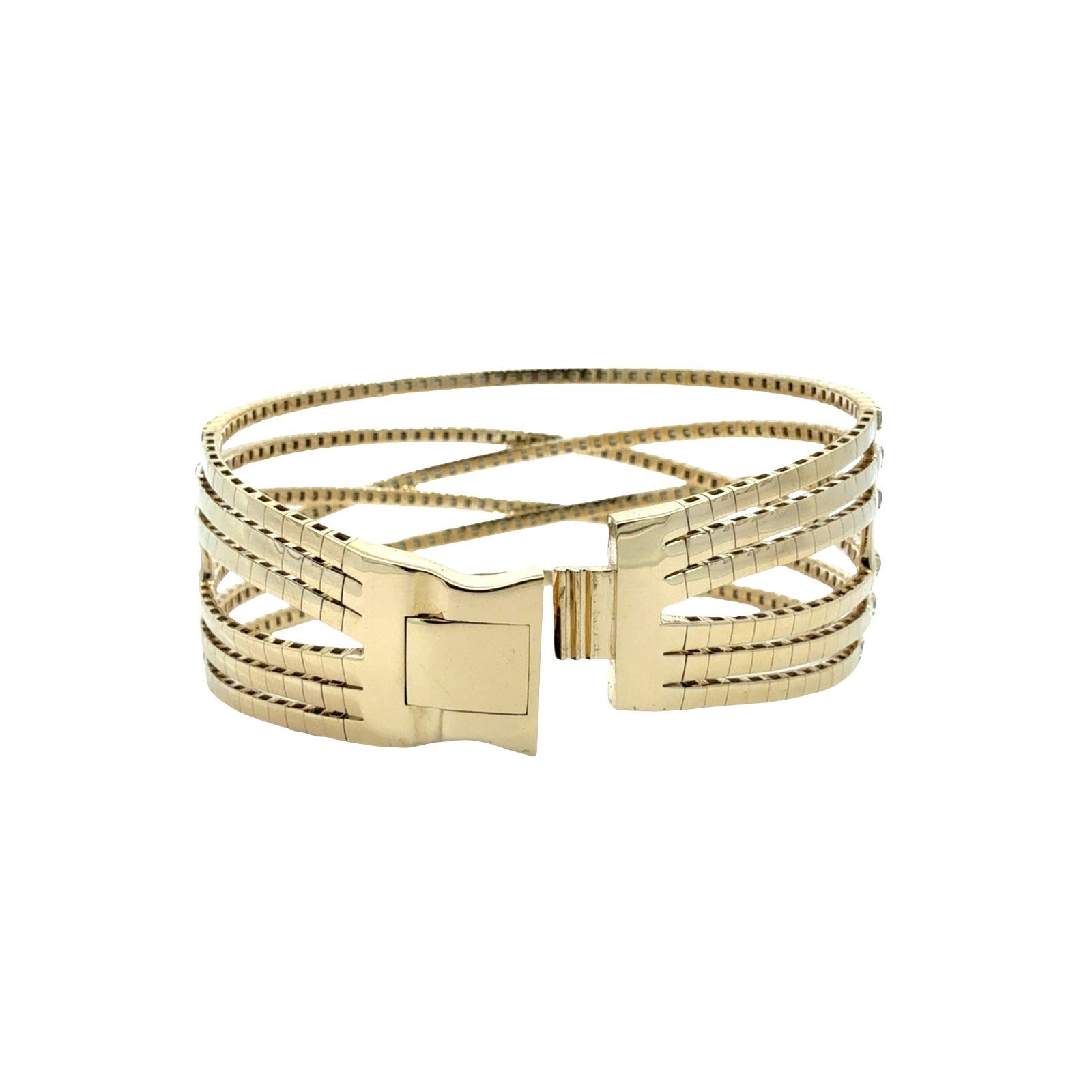 NEW 14k Yellow Gold and 8.11cttw Diamond Crisscross Bangle Bracelet5