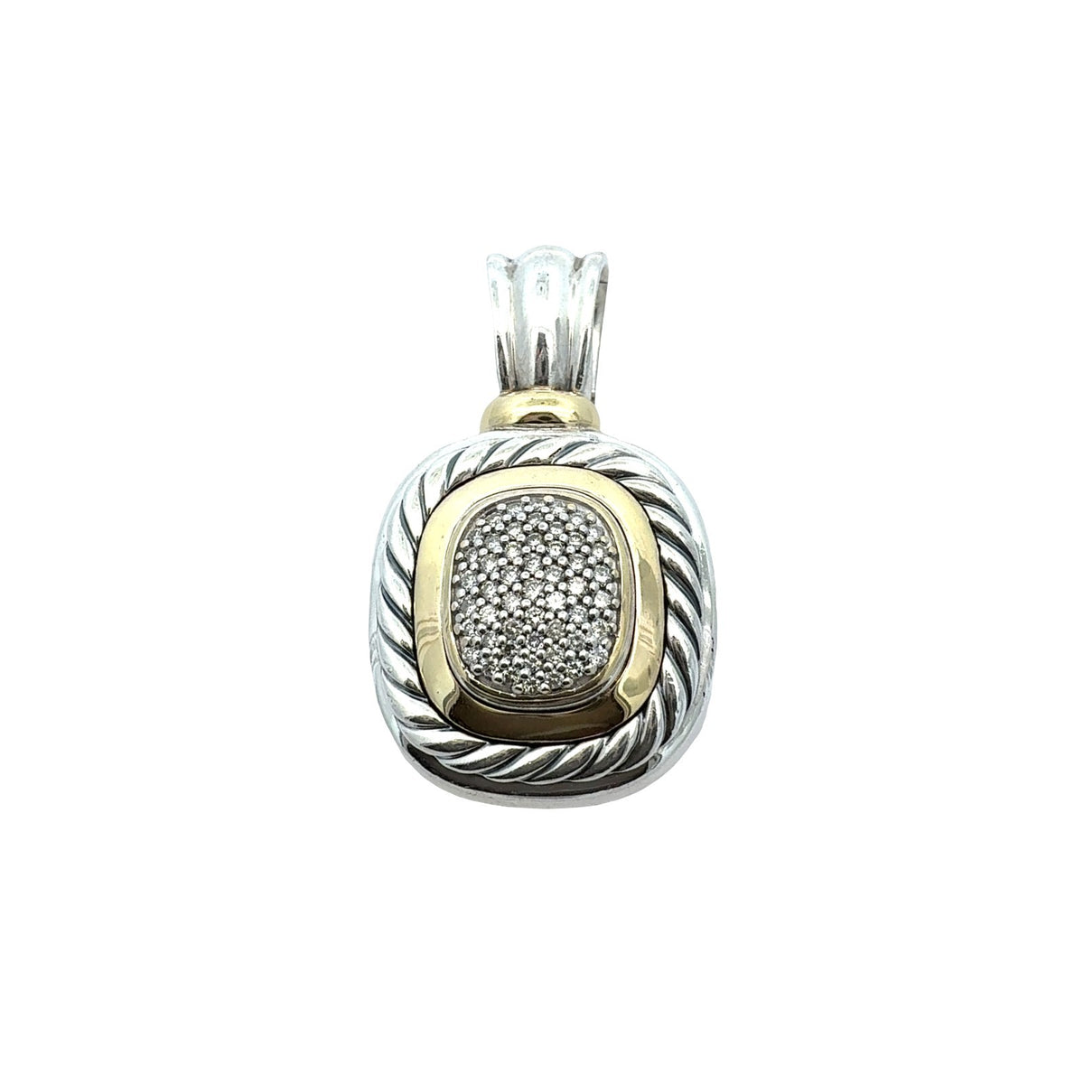 David Yurman Sterling Silver 18k Yellow Gold 0.45cttw Diamond Albion Pendant0