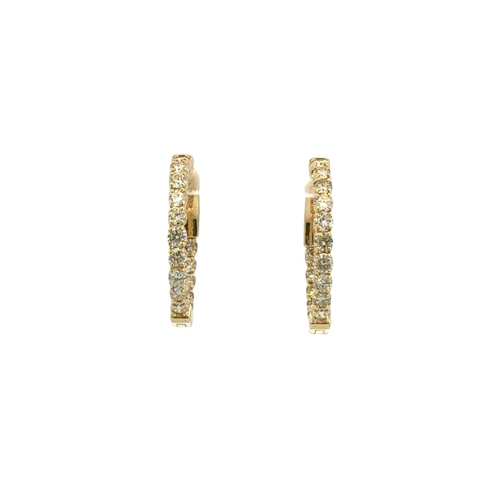 Heera Moti 14k Yellow Gold Inside-Out 1.44cttw Diamond Hoops1