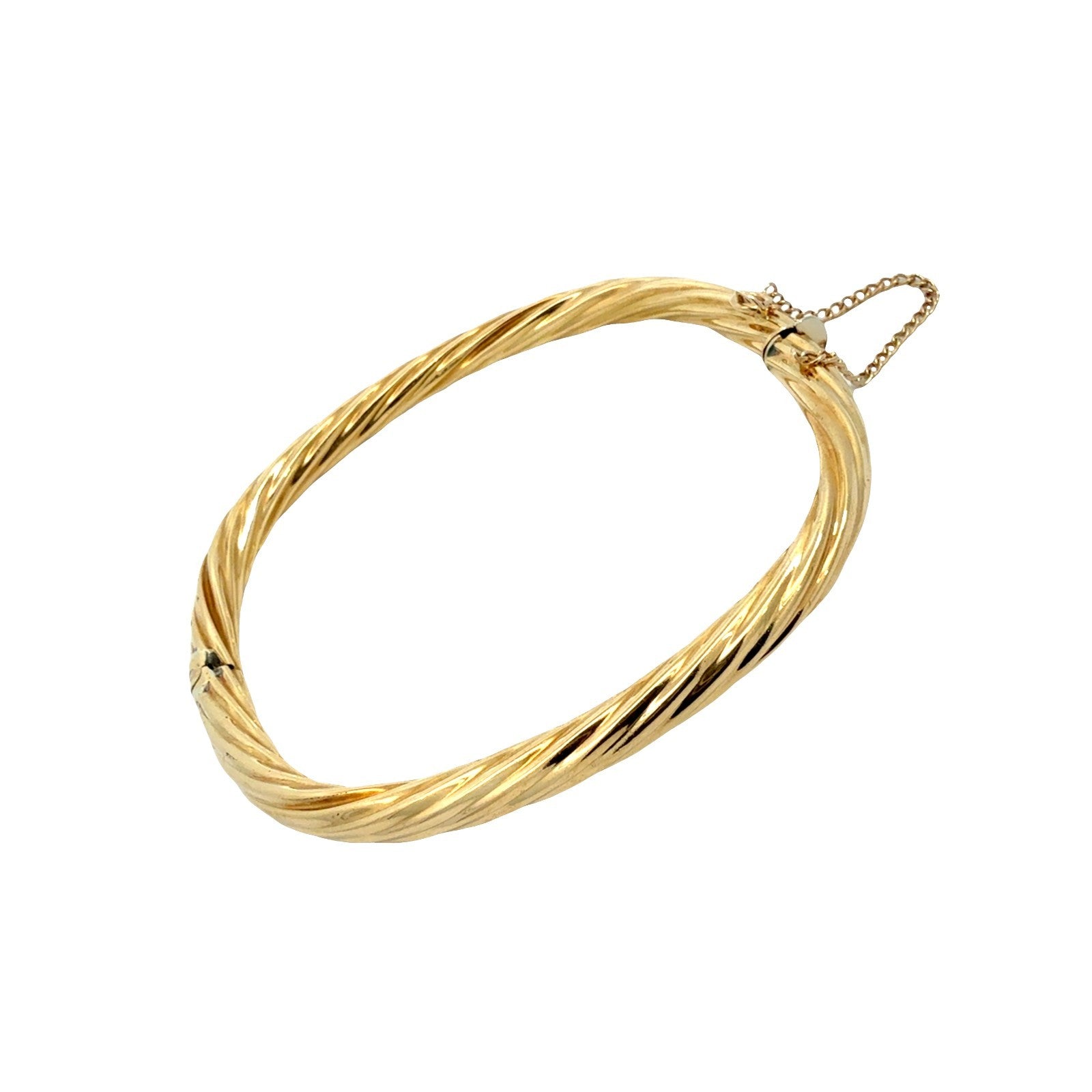 18k Yellow Gold Twisted Texture Hinged Bangle Bracelet1