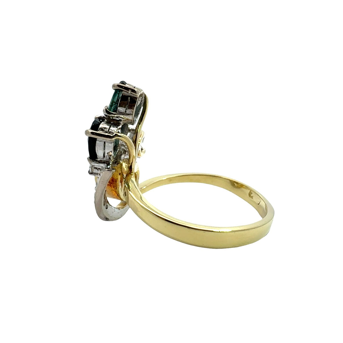 Vintage 18k Multi-Tone Gold Stamped 1.78cttw Sapphire and 0.12cttw Diamond Ring4