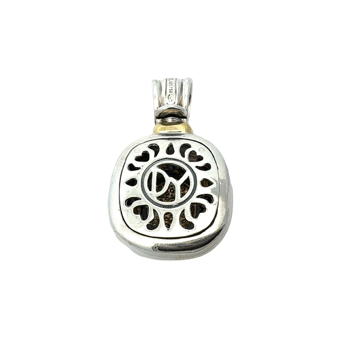 David Yurman Sterling Silver 18k Yellow Gold 0.45cttw Diamond Albion Pendant6