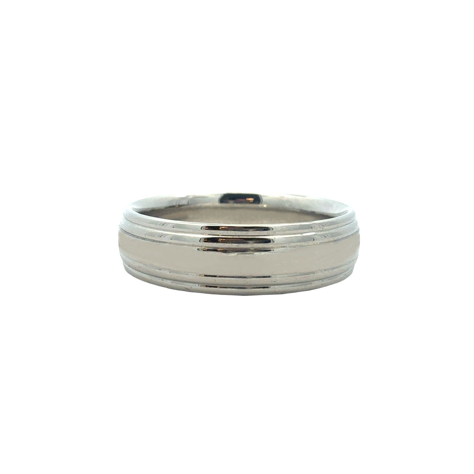 Men's Platinum Grooved Wedding Band3