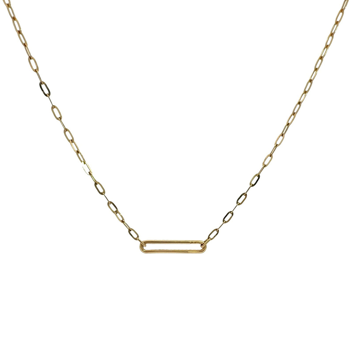 14k Yellow Gold & 0.26cttw Diamond Open Link Paperclip Chain Necklace 18"3