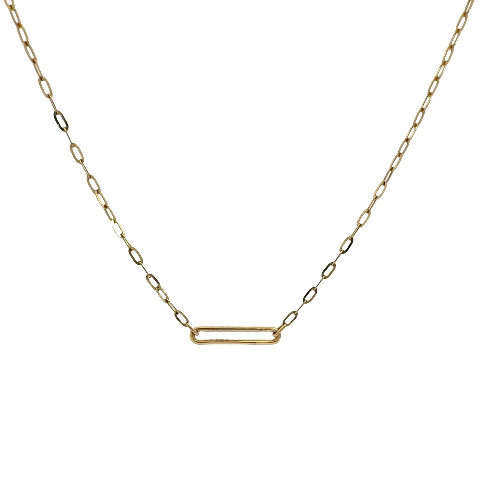 14k Yellow Gold & 0.26cttw Diamond Open Link Paperclip Chain Necklace 18"3