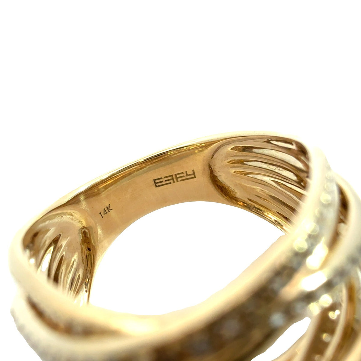 Effy 14k Yellow Gold & 0.90cttw Diamond Layered Crossover Ring Size 75