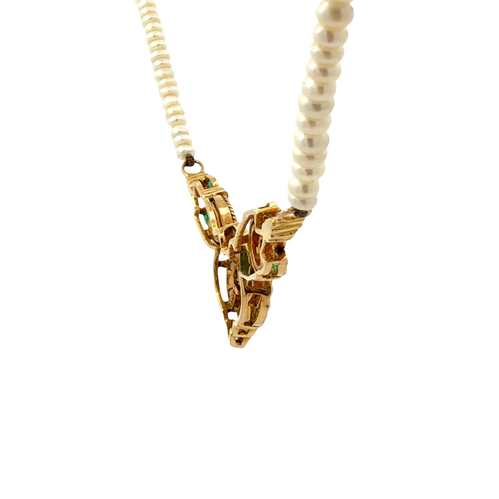 Antique Victorian 14k Yellow Gold Pearl and 0.77ctw Emerald Necklace4