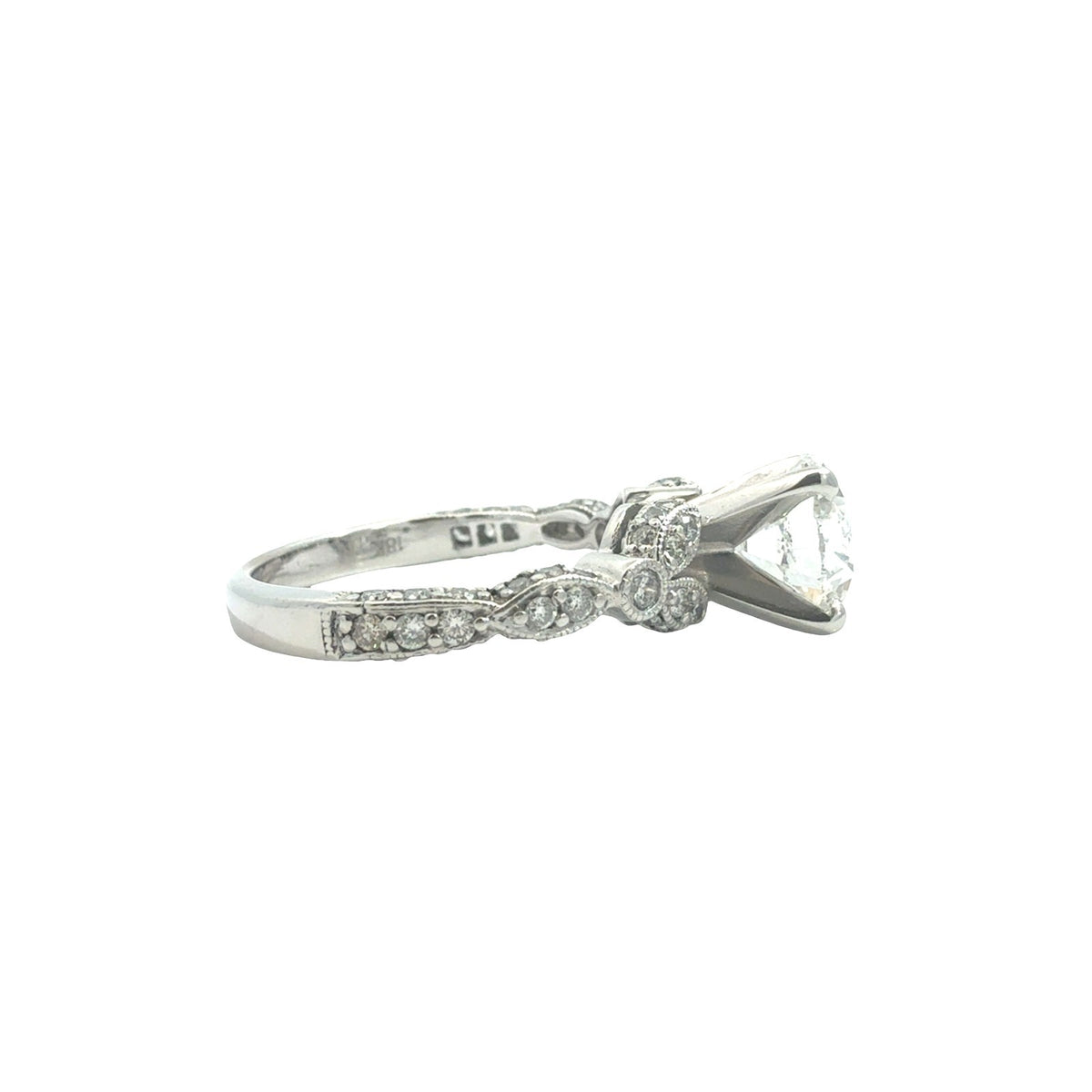 18k White Gold 2.03cttw(1.56tcw) Diamond Vintage-Inspired Engagement Ring 4
