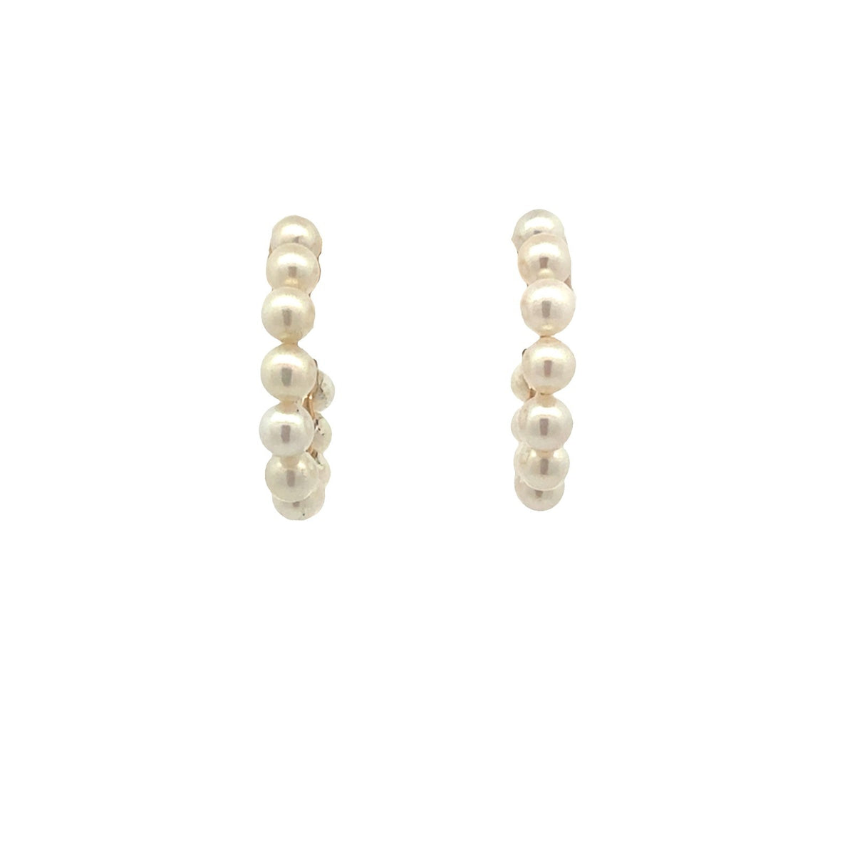 Mikimoto 18k Yellow Gold Pearl Bubble Hoop Earrings2