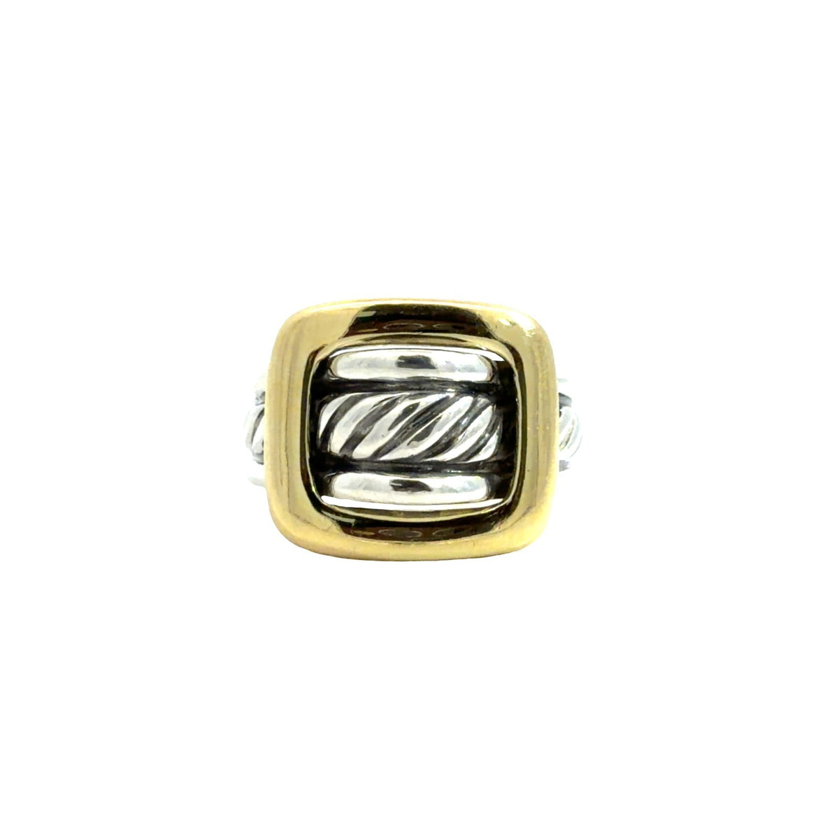 David Yurman Sterling Silver &amp; 18k Yellow Gold Cable Fashion Ring Size 70