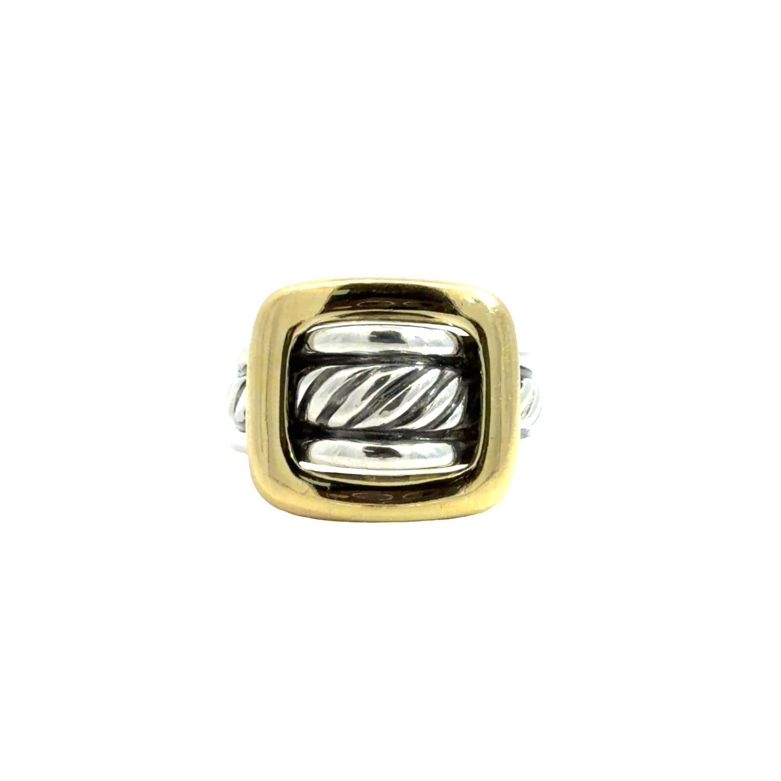 David Yurman Sterling Silver & 18k Yellow Gold Cable Fashion Ring Size 70
