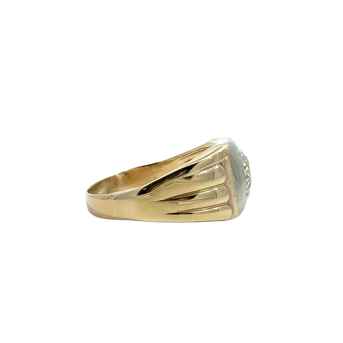 Vintage 13k Multi-Tone Gold 1.60tcw Euro Cut Diamond Men's Ring2
