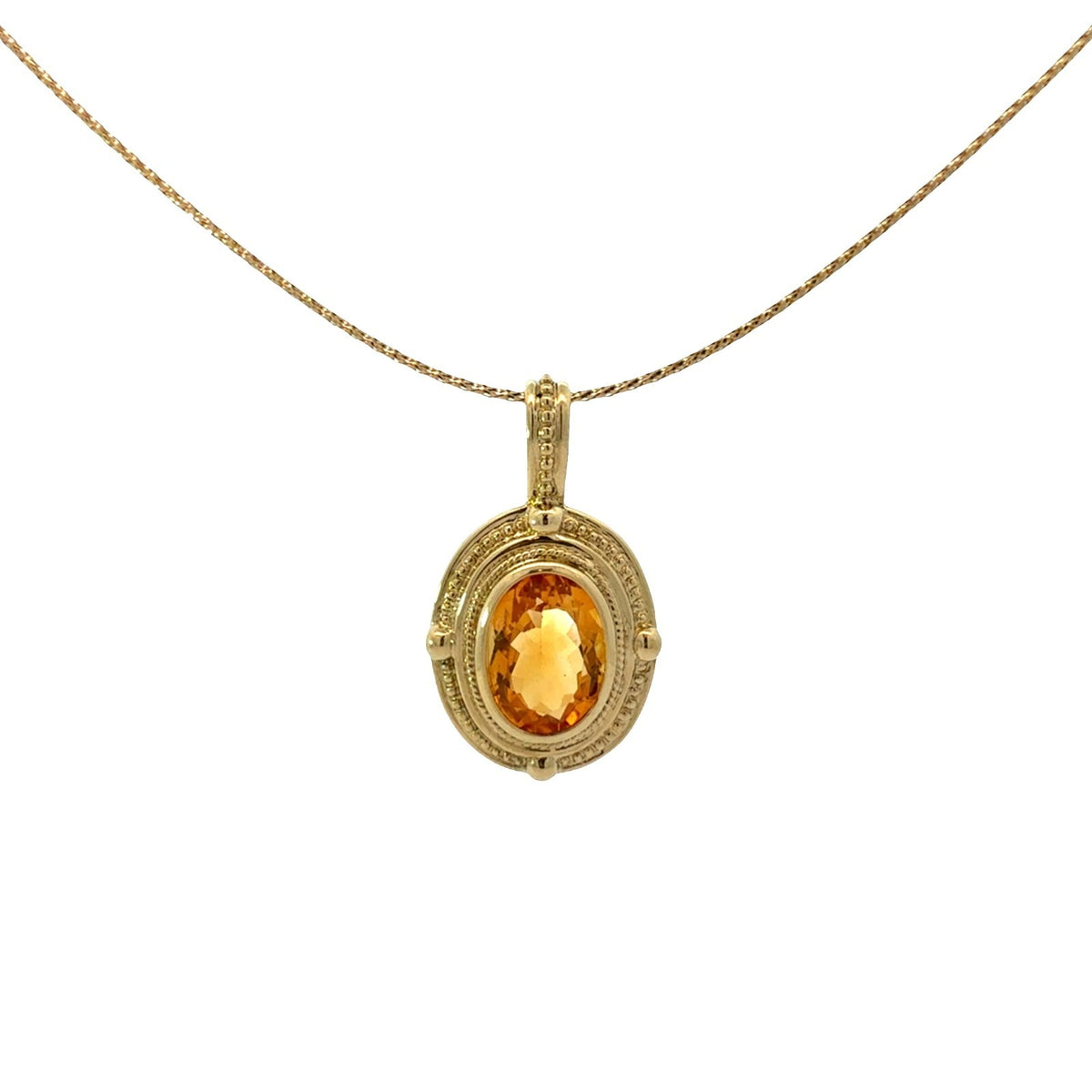 Vintage 14k Yellow Gold Necklace with 7.58ctw Citrine7