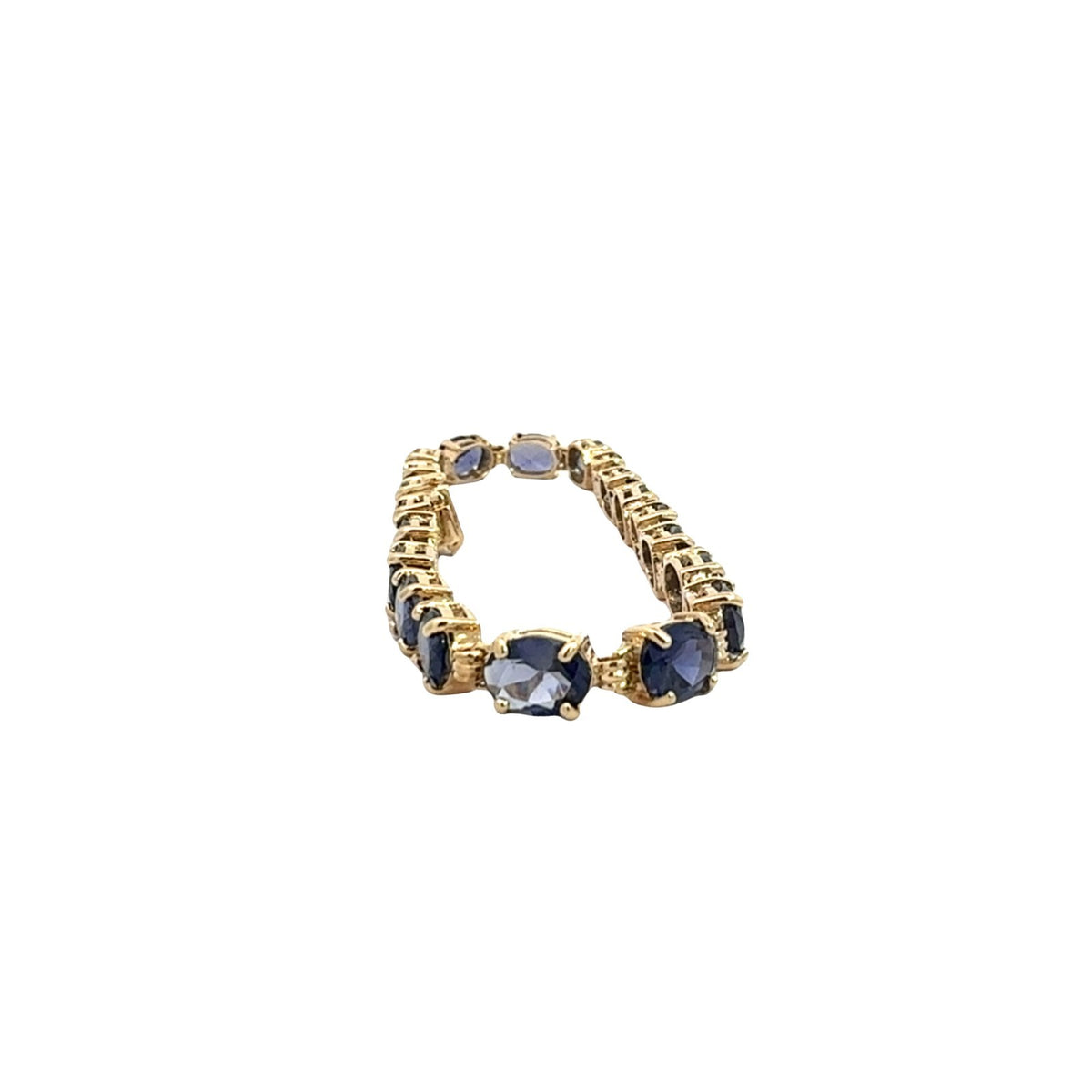 Vintage Stamped 14k Yellow Gold 10.85cttw Oval Iolite Tennis Bracelet 7.5"2