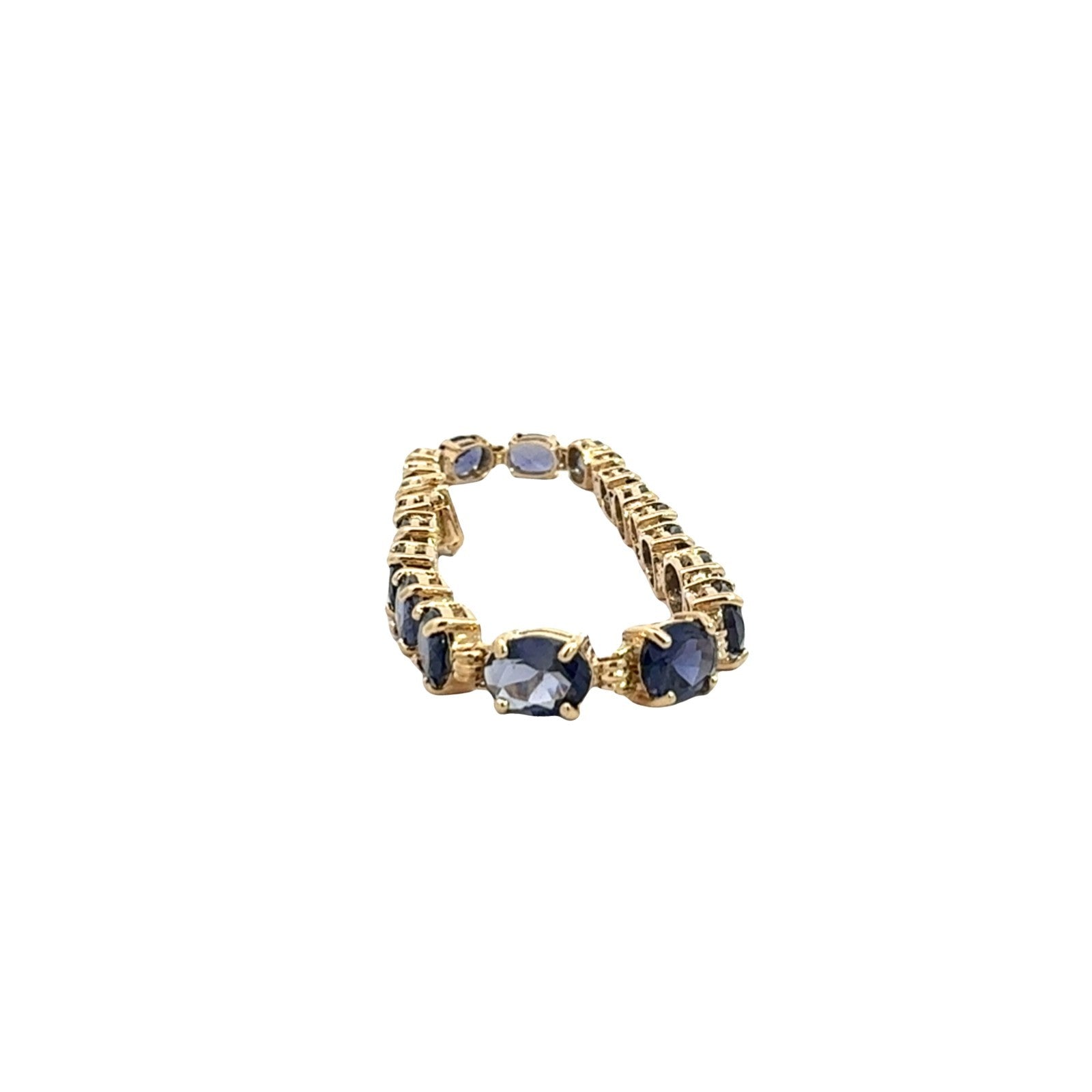 Vintage Stamped 14k Yellow Gold 10.85cttw Oval Iolite Tennis Bracelet 7.5"2