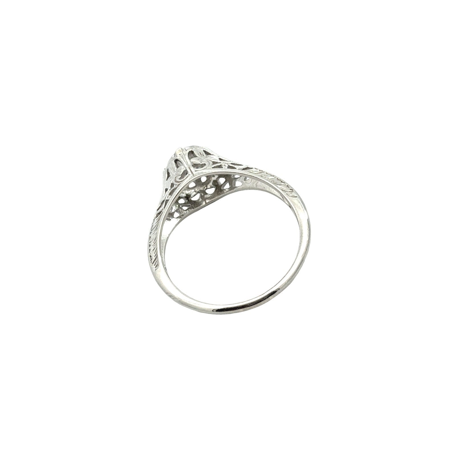 Vintage 18k White Gold 0.77tcw Diamond Solitaire Filigree Engagement Ring5