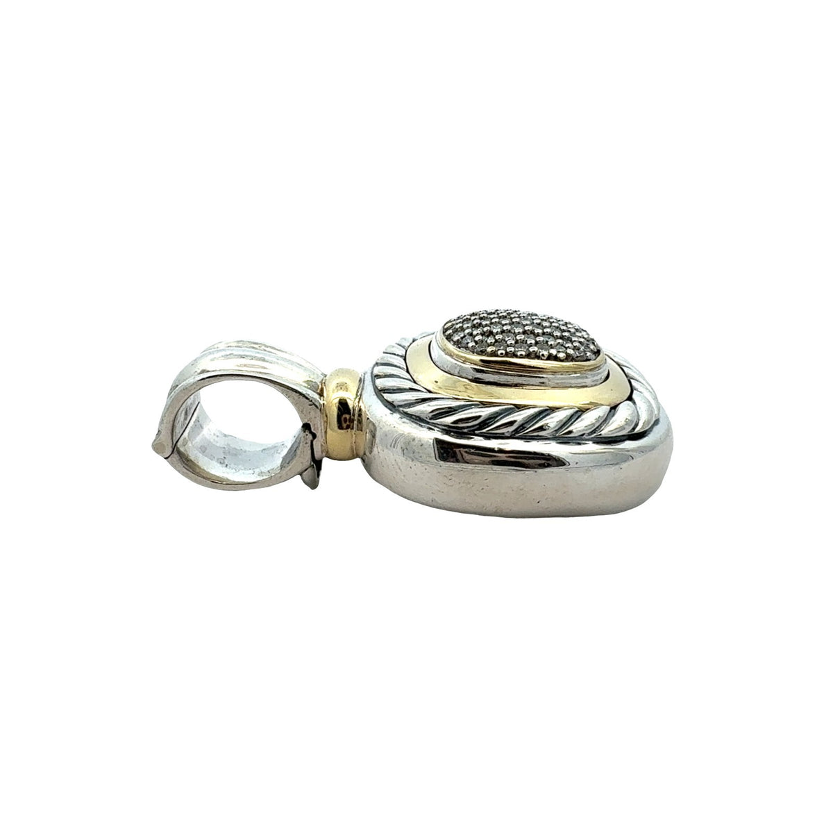 David Yurman Sterling Silver 18k Yellow Gold 0.45cttw Diamond Albion Pendant2