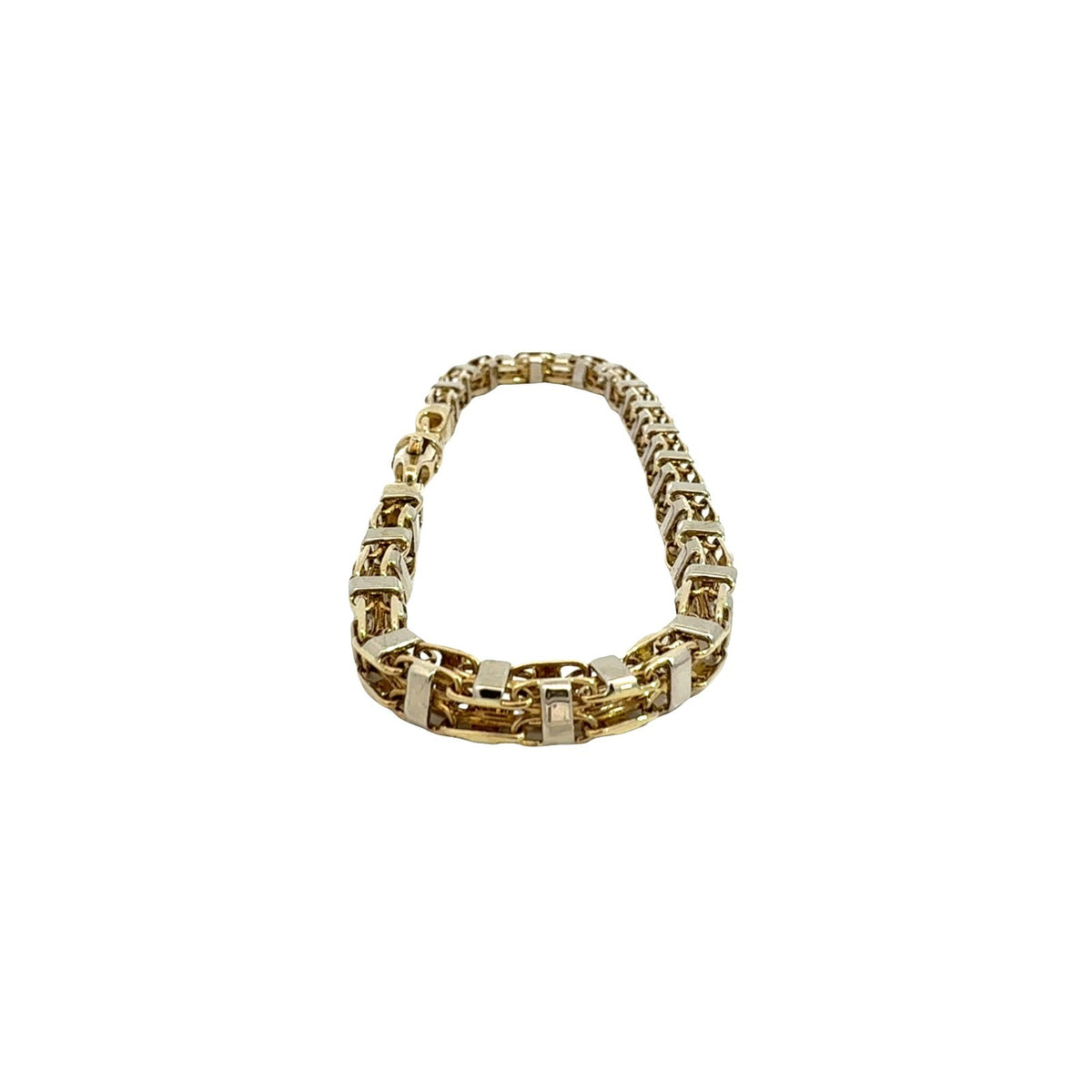 14k Two-Tone Yellow Gold Double Square Link Chain Bracelet 8.25"1