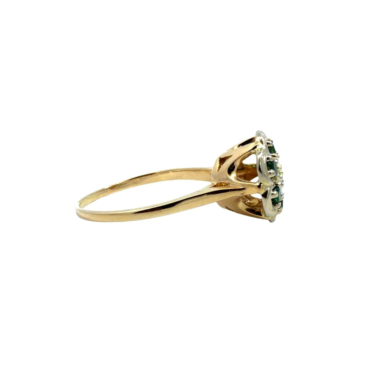 Vintage 14k YG 0.06tcw Diamond & 0.36cttw Tsavorite Garnet Floral Cluster Ring3