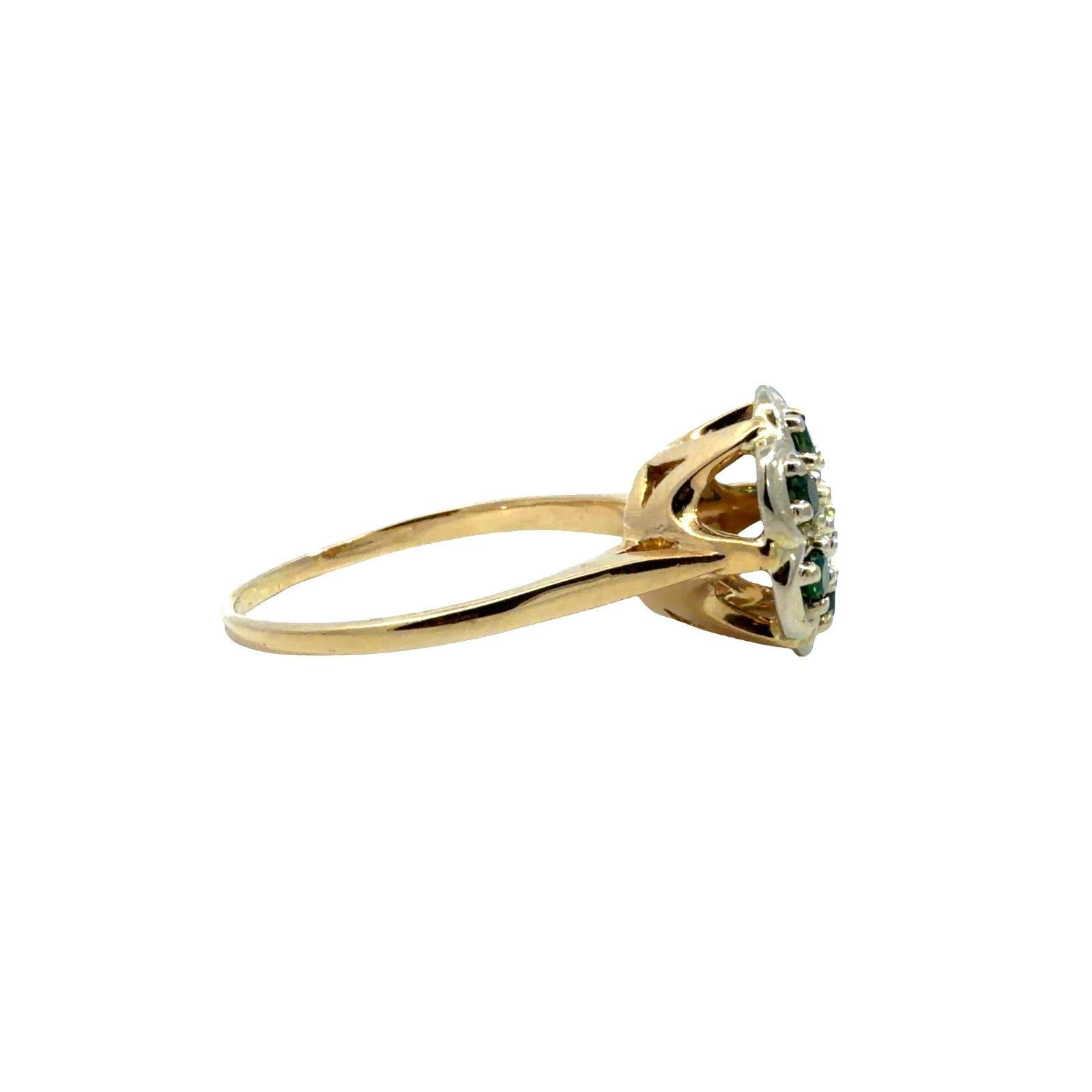 Vintage 14k YG 0.06tcw Diamond & 0.36cttw Tsavorite Garnet Floral Cluster Ring3