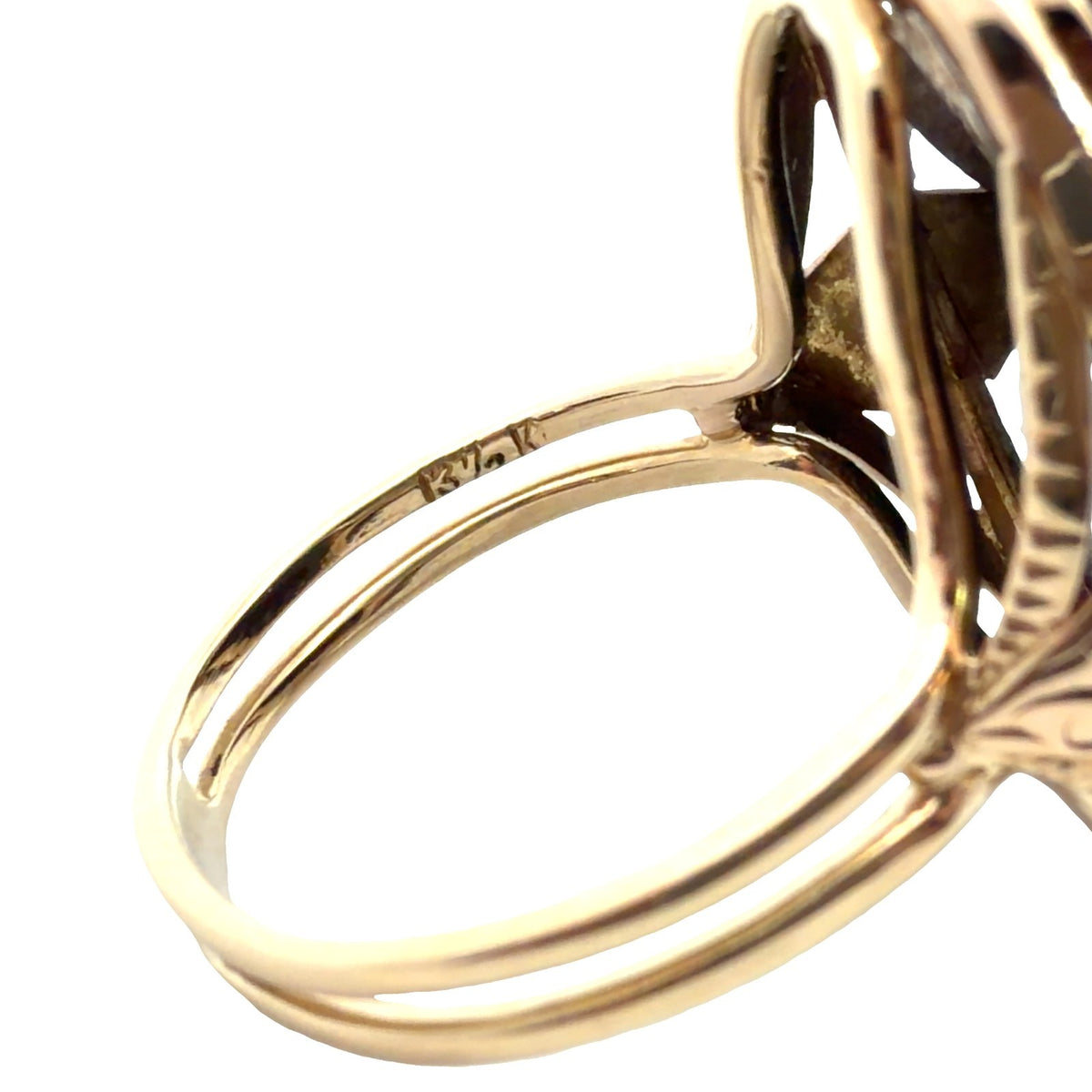 13.5k Yellow Gold Ming's Hawaii Rare Vintage Phoenix Overlay Onyx Ring Size 6.756