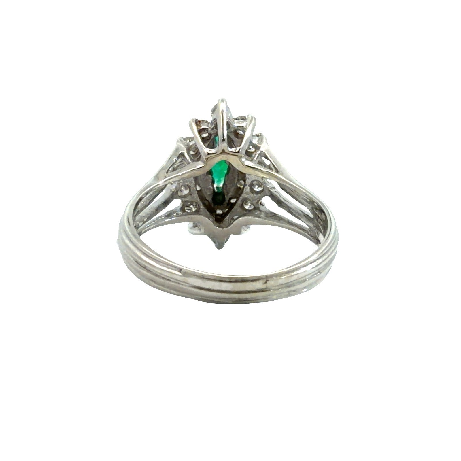 14k White Gold 0.37ctw Marquise Emerald and 0.76ctw Diamond Halo Cocktail Ring2