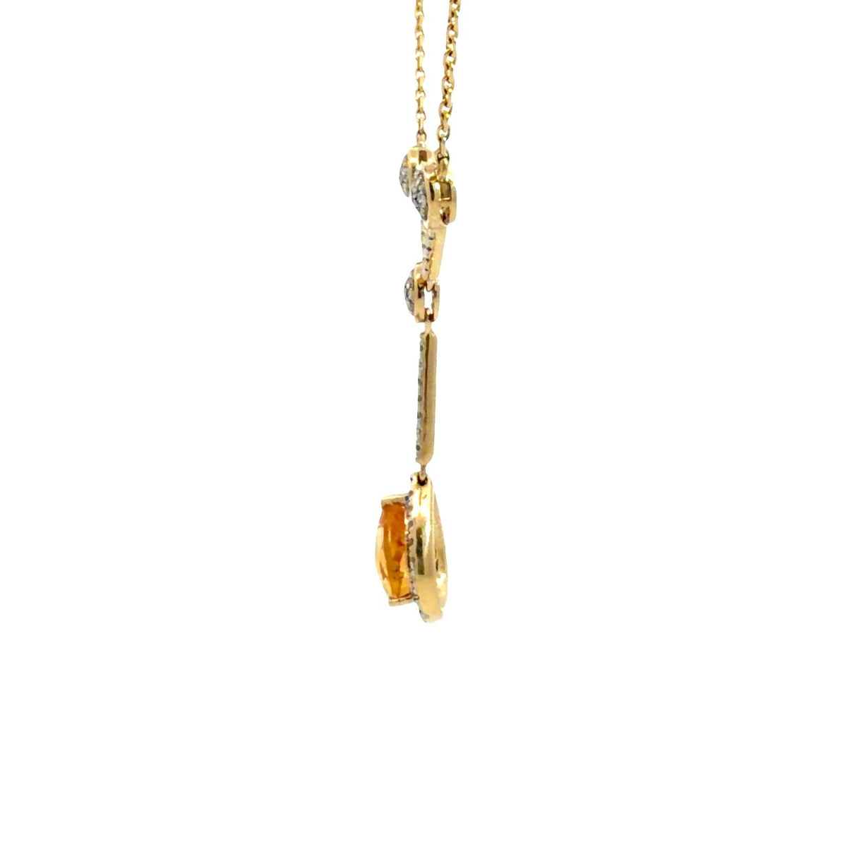 14k Yellow Gold Pendant Necklace with 1.17ctw Citrine and 0.36ctw Diamond2