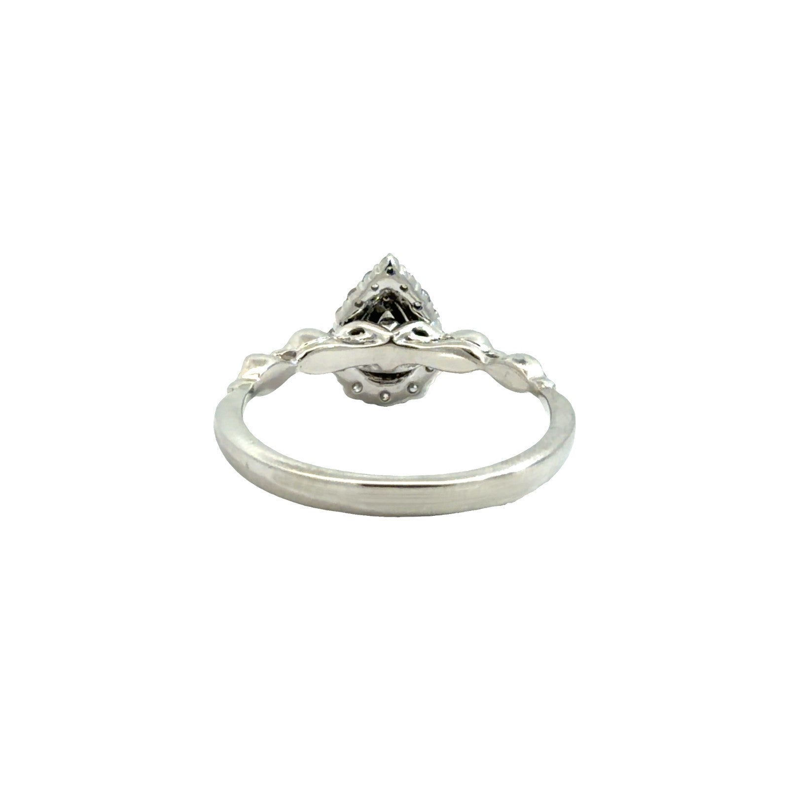14k White Gold 0.63cttw Pear Diamond with Halo Engagement Ring Size 6.752