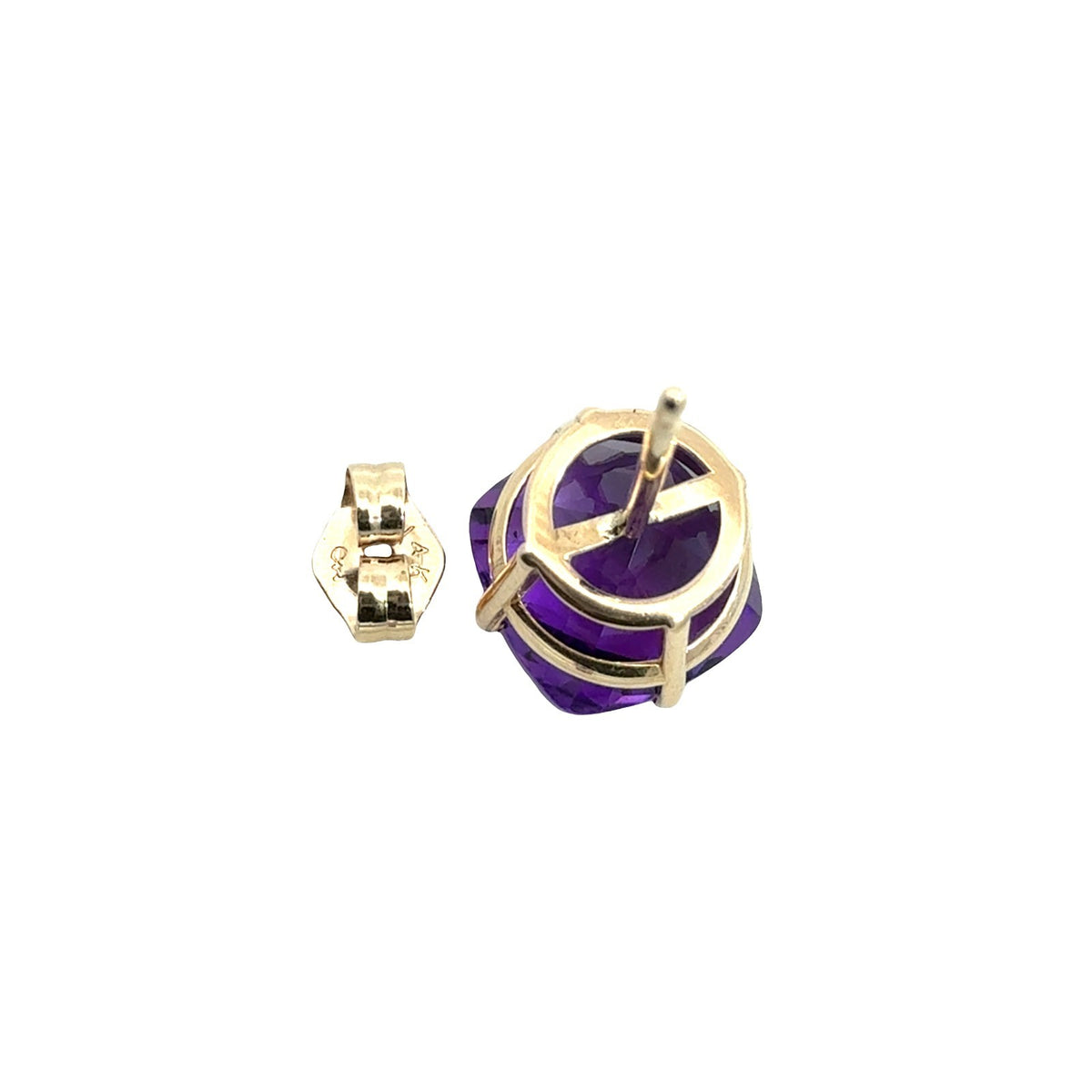 14k Yellow Gold and Cushion-Cut 3.36cttw Amethyst Stud Earrings5