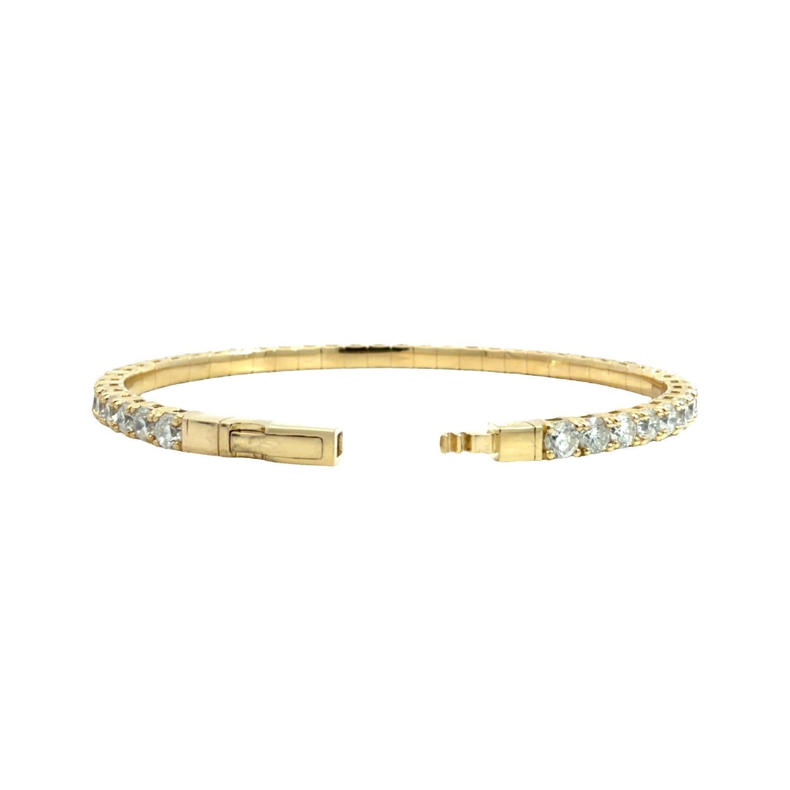 NEW 14k Yellow Gold 7.77cttw Diamond Tennis Bracelet Flex Bangle 6.75"3