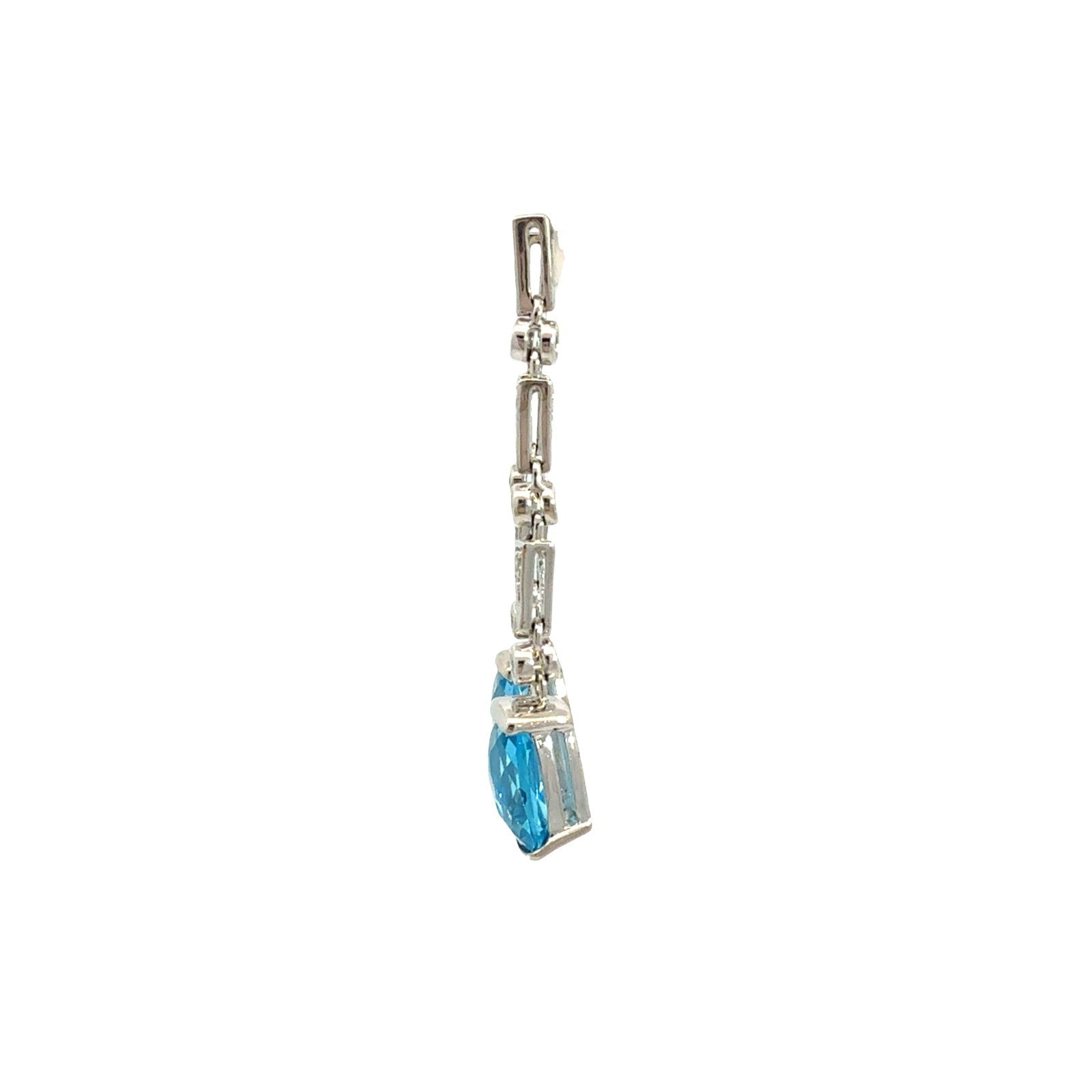 14k White Gold 4.41cttw Blue Topaz & 0.17cttw Diamond Linear Drop Earrings 3