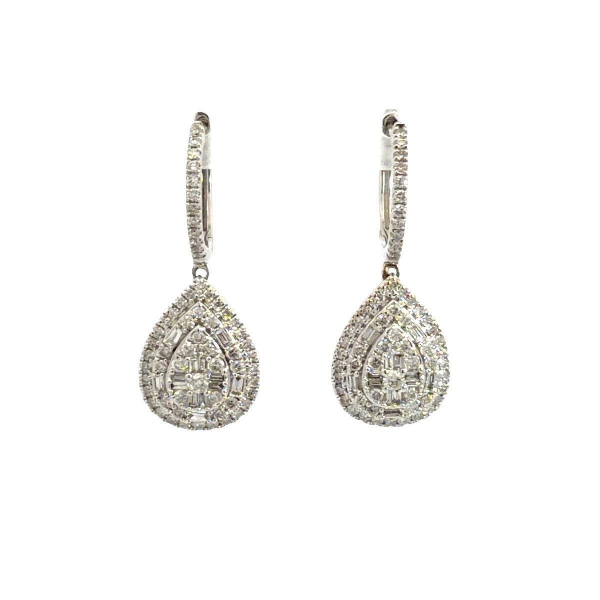 10k White Gold Teardrop Earrings with 1.20ctw Diamonds6