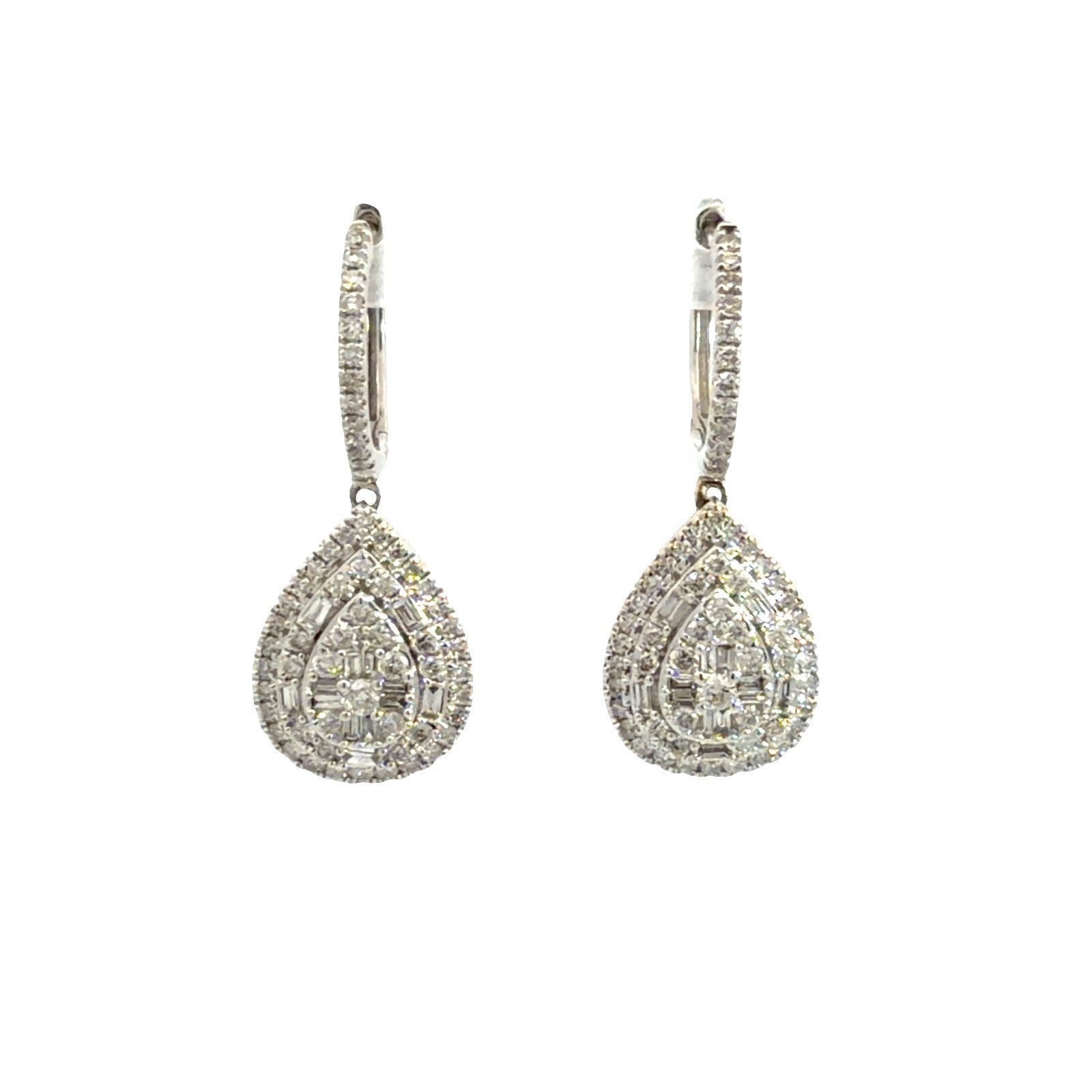 10k White Gold Teardrop Earrings with 1.20ctw Diamonds6