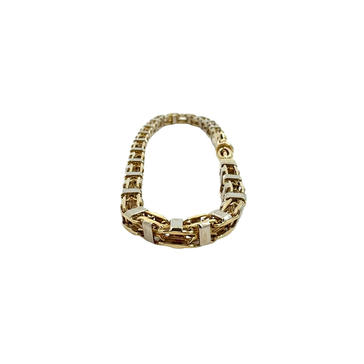 14k Two-Tone Yellow Gold Double Square Link Chain Bracelet 8.25"3