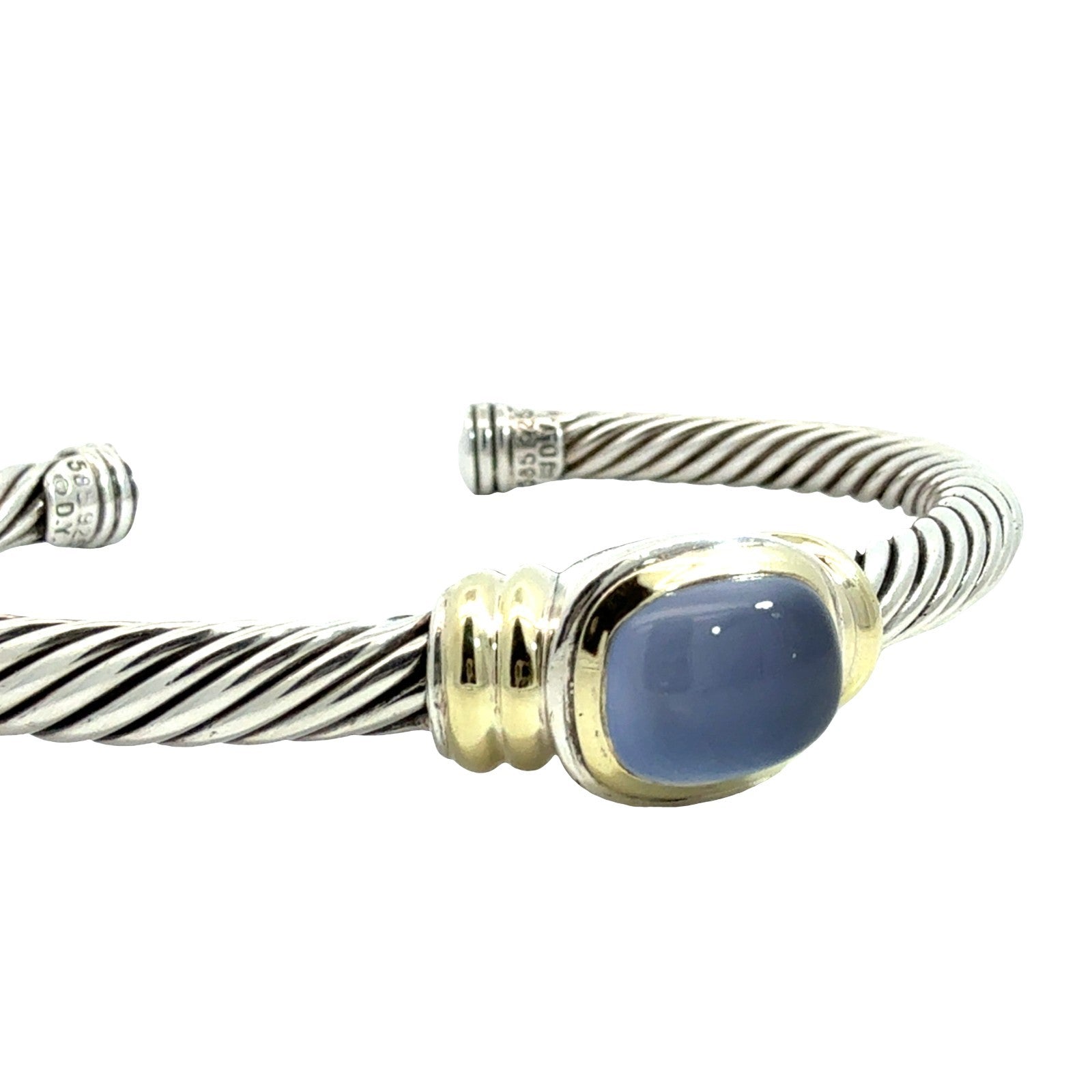 David Yurman Sterling Silver 14k Yellow Gold & Moonstone Cable Cuff Bracelet7