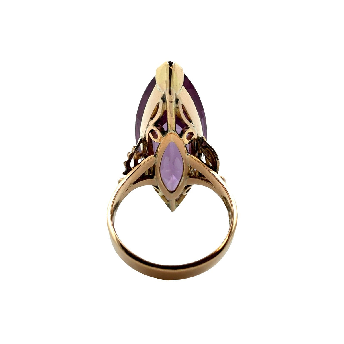 14k Yellow Gold Elongated Marquise 21.98tcw Created Sapphire Cocktail Ring3