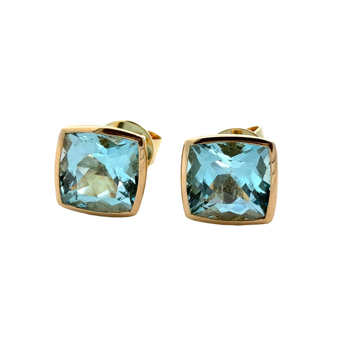 14k Yellow Gold and Cushion-Cut 3.06cttw Topaz Stud Earrings5