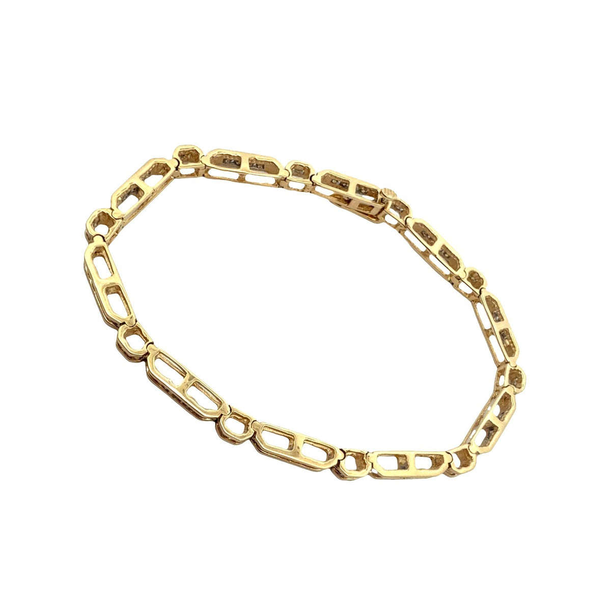 14K Yellow Gold 1.00cttw Channel Set Diamond Bar Link Tennis Bracelet1